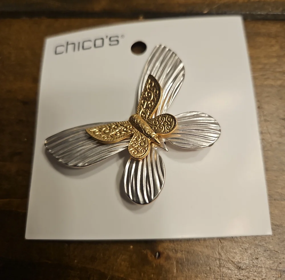 NWT Chico's Butterfly Brooch